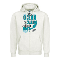 Oatmeal Heather The Ocean Is Calling Zipper Hoodie - Bettercallsaul