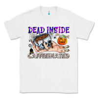 White Dead Inside Caffeinated Classic Tee - CowhideDigitalArt