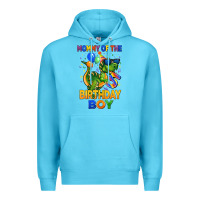 Ocean Blue mommy of the 5 th birthday boy t rex Premium Hoodie - CowGirlArtShop