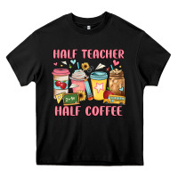 Black half teacher half coffee Heavy Core Tee - JahusDesignShop