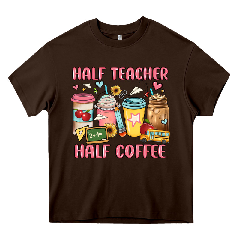 Half Teacher Half Coffee Heavy Core Tee by JahusDesignShop | Teevron