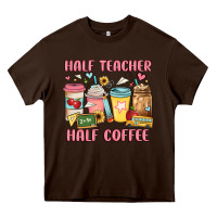 Chocolate Brown half teacher half coffee Heavy Core Tee - JahusDesignShop