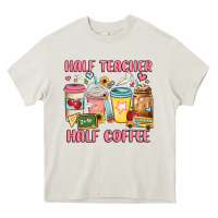 Cream half teacher half coffee Heavy Core Tee - JahusDesignShop