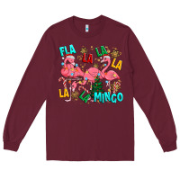 Burgundy christmas fla la la la la mingo Long Sleeve Tee - MaliasSmallBusiness