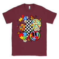Burgundy retro autism awareness Classic Tee - JahusDesignShop