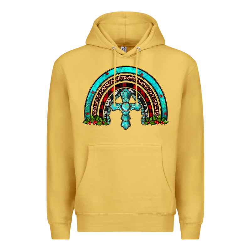 Cross Christmas Rainbow Premium Hoodie by JahusDesignShop | Teevron