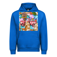 Cobalt Easter Bunny With Truck Seamless Pattern Urban Hoodie - BundleAndBundleShop