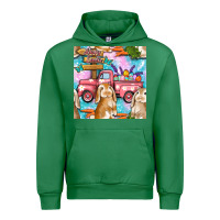 Emerald Easter Bunny With Truck Seamless Pattern Urban Hoodie - BundleAndBundleShop