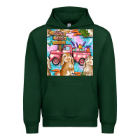 Forest Green Easter Bunny With Truck Seamless Pattern Urban Hoodie - BundleAndBundleShop