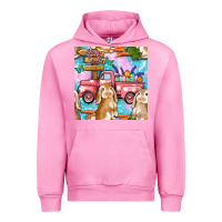 Fuchsia Pink Easter Bunny With Truck Seamless Pattern Urban Hoodie - BundleAndBundleShop