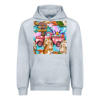 Heather Grey Easter Bunny With Truck Seamless Pattern Urban Hoodie - BundleAndBundleShop