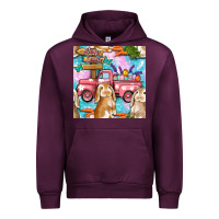Mauve Wine Easter Bunny With Truck Seamless Pattern Urban Hoodie - BundleAndBundleShop