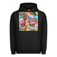 Pigment Black Easter Bunny With Truck Seamless Pattern Urban Hoodie - BundleAndBundleShop
