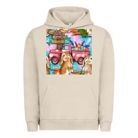 Pigment French Oak Easter Bunny With Truck Seamless Pattern Urban Hoodie - BundleAndBundleShop