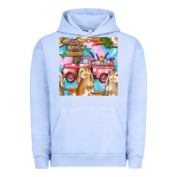 Pigment Grape Ice Easter Bunny With Truck Seamless Pattern Urban Hoodie - BundleAndBundleShop