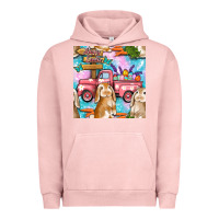 Pigment Salmon Easter Bunny With Truck Seamless Pattern Urban Hoodie - BundleAndBundleShop