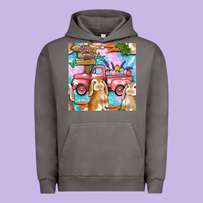 Easter Bunny With Truck Seamless Pattern Urban Hoodie Designed By Bundleandbundleshop