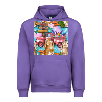 Tulip Easter Bunny With Truck Seamless Pattern Urban Hoodie - BundleAndBundleShop