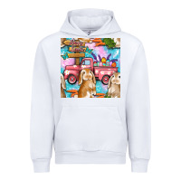 White Easter Bunny With Truck Seamless Pattern Urban Hoodie - BundleAndBundleShop