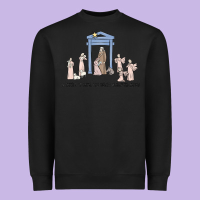 A Thrill Of Hope Nativity Heavyweight Sweatshirt Designed By Maliassmallbusiness