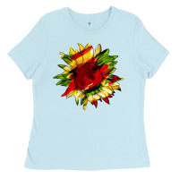 Baby Blue juneteenth sunflower Ladies Tee - HRA Design Shop