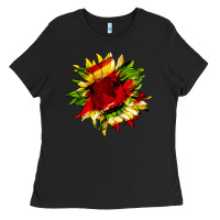 Black juneteenth sunflower Ladies Tee - HRA Design Shop