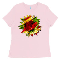 Bubblegum Pink juneteenth sunflower Ladies Tee - HRA Design Shop