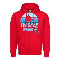 Red Teacher Shark Doo Zipper Hoodie - Bettercallsaul