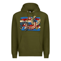 Army Green 4th of july horseshoe Premium Hoodie - CowGirlArtShop