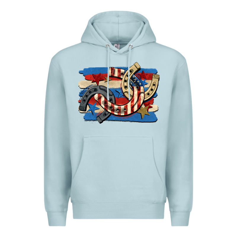 4th Of July Horseshoe Premium Hoodie by CowGirlArtShop | Teevron