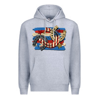 Heather Grey 4th of july horseshoe Premium Hoodie - CowGirlArtShop