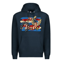 Navy 4th of july horseshoe Premium Hoodie - CowGirlArtShop