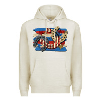 Oatmeal Heather 4th of july horseshoe Premium Hoodie - CowGirlArtShop