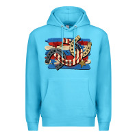 Ocean Blue 4th of july horseshoe Premium Hoodie - CowGirlArtShop