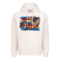 Pale Pink 4th of july horseshoe Premium Hoodie - CowGirlArtShop