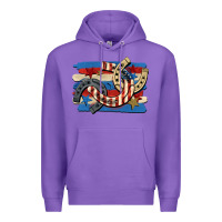 Purple 4th of july horseshoe Premium Hoodie - CowGirlArtShop