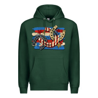 Sports Green 4th of july horseshoe Premium Hoodie - CowGirlArtShop