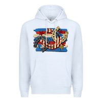White 4th of july horseshoe Premium Hoodie - CowGirlArtShop