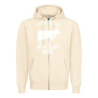 Sandshell Life Is Better With Cows Around Zipper Hoodie - Bettercallsaul