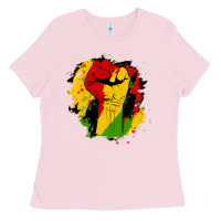 Bubblegum Pink juneteenth fist Ladies Tee - HRA Design Shop