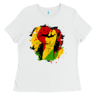 White juneteenth fist Ladies Tee - HRA Design Shop