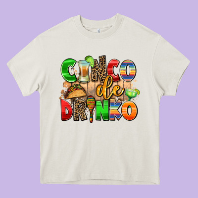 Cinco De Drinko Heavy Core Tee Designed By Adodesignshop