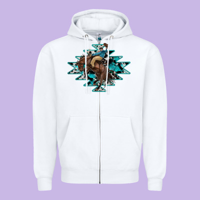 Western Cowboy Zipper Hoodie Designed By Ranaportraitstore