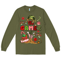 Army Green the gamer elf Long Sleeve Tee - MaliasSmallBusiness