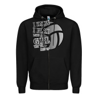 Black I Know I Play Like A Girl Try To Keep Up Volleyball Zipper Hoodie - Bettercallsaul