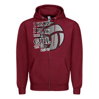 Burgundy I Know I Play Like A Girl Try To Keep Up Volleyball Zipper Hoodie - Bettercallsaul