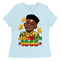 Baby Blue juneteenth 1865 black boy Ladies Tee - HRA Design Shop
