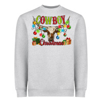Heather Grey cowboy christmas Heavyweight Sweatshirt - MaliasSmallBusiness