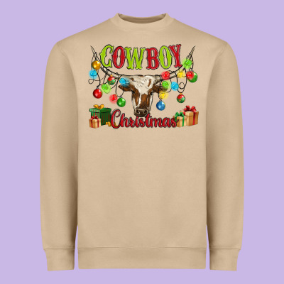 Cowboy Christmas Heavyweight Sweatshirt Designed By Maliassmallbusiness