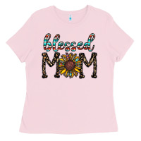 Bubblegum Pink blessed mom Ladies Tee - CowhideDigitalArt